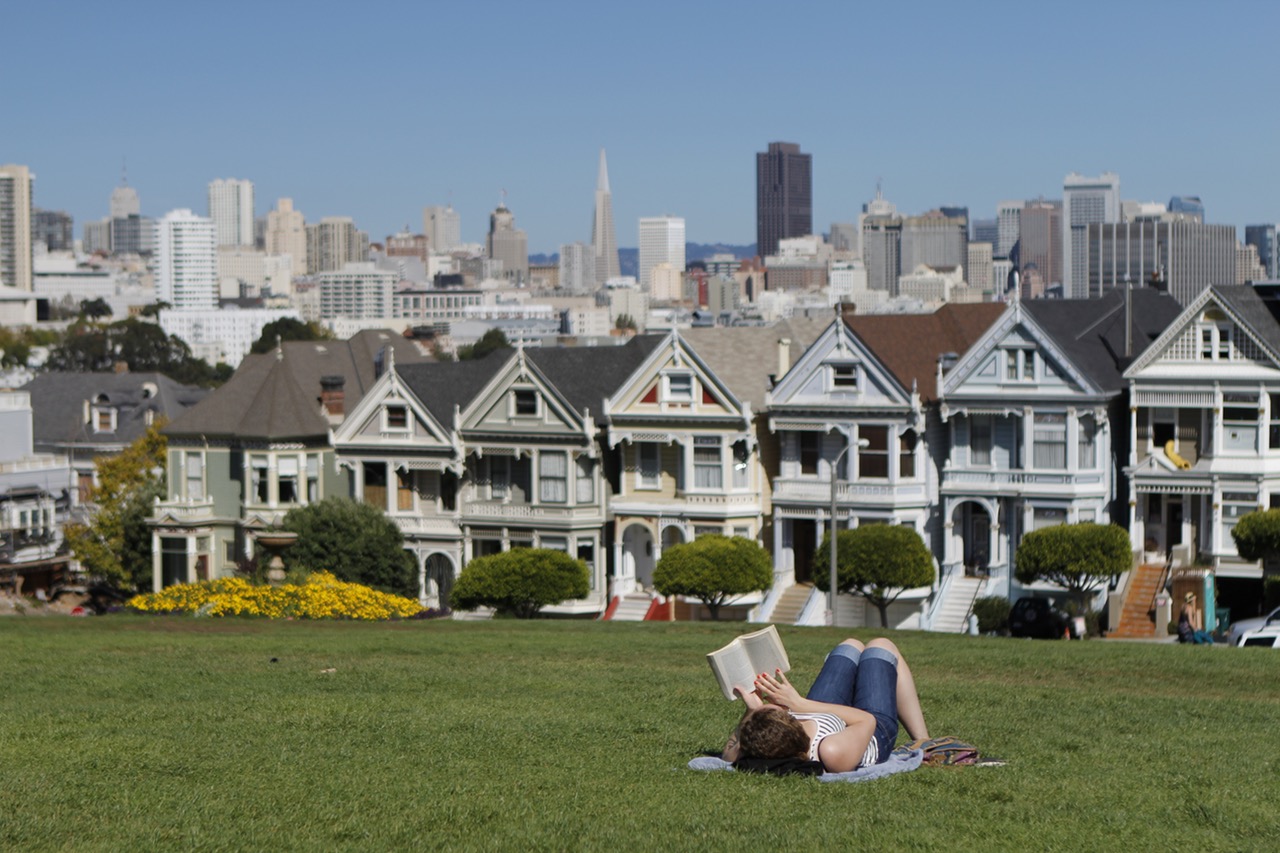 lady sleeping by painted ladies sf