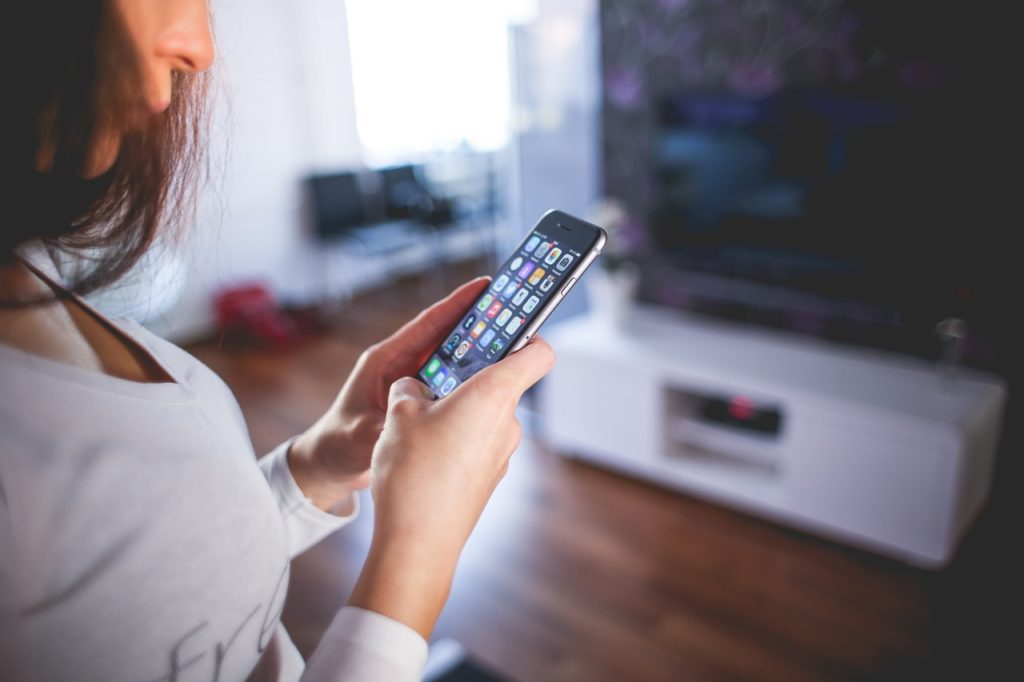 lady looking at phone